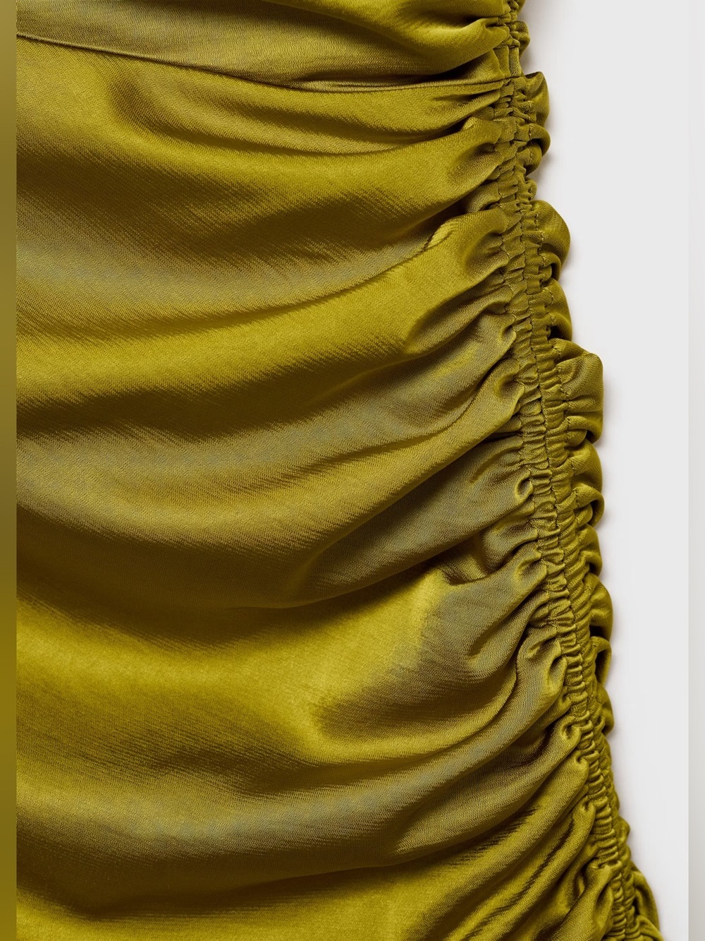 Mango Olive green asymmetrical satin dress with side slits NWT - Picture 6 of 7